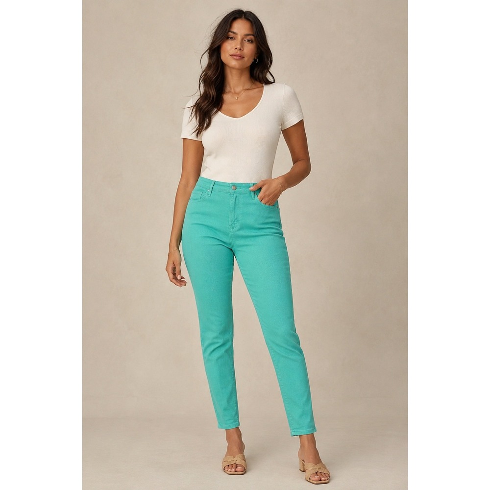 Judy Blue High Waist Teal Green Slim Fit Jeans JB88689 C Womens 16W NWT